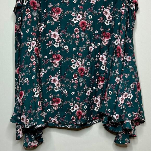 RO & DE Cold Shoulder Floral Print Blouse Size S Bell Sleeves - Picture 9 of 10